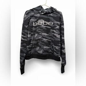 Bebe Black Grey Camo Logo Hoodie